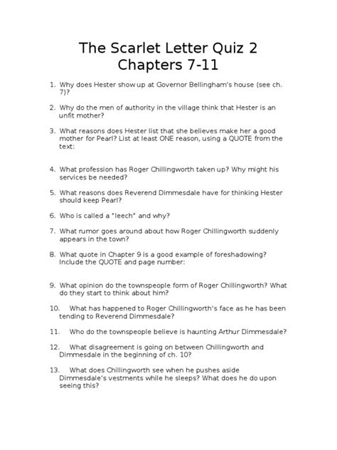 Download The Scarlet Letter Chapter Questions 