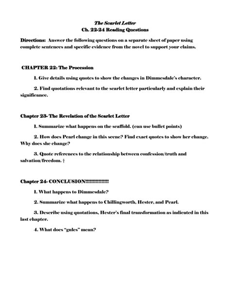 Read Online The Scarlet Letter Reading Guide Answers 