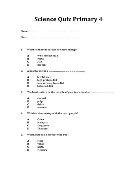 Full Download The Science Quiz Com Sample Papers 
