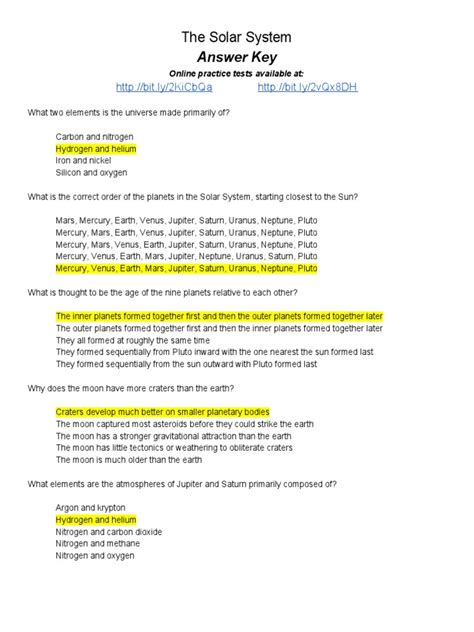 Full Download The Solar System Chapter Test Answers 