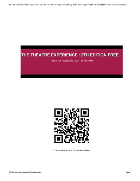 Full Download The Theater Experience 12Th Edition Download Free 