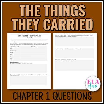 Read The Things They Carried Chapter Questions And Answers 