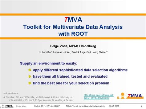 Download The Toolkit For Multivariate Data Analysis Tmva 4 