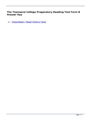 Read The Townsend College Preparatory Reading Test Form B Answers 