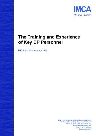 Read The Training And Experience Of Key Dp Personnel 