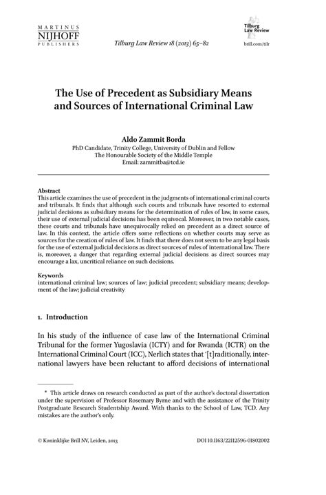 Download The Use Of Precedent As Subsidiary Means And Sources Of 