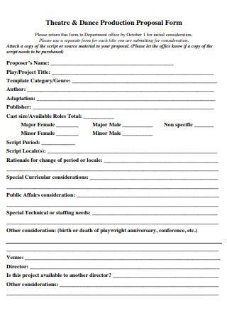 Theatre Production Proposal Sample