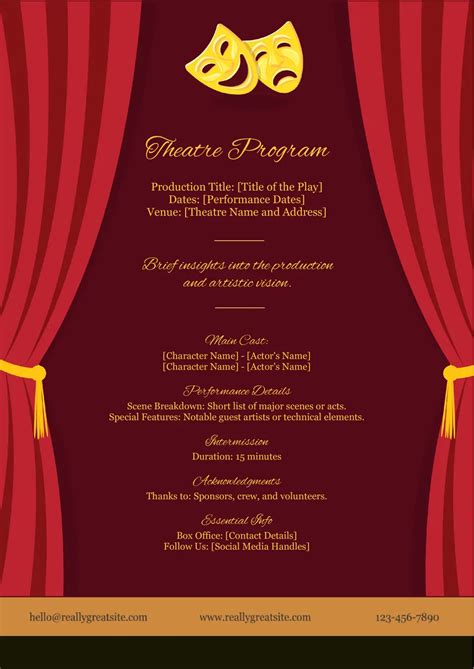 Theatre Program Template Word