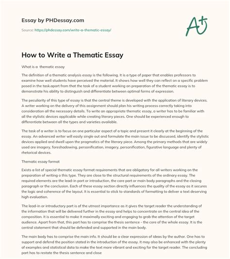 Thematic Analysis Example Essay