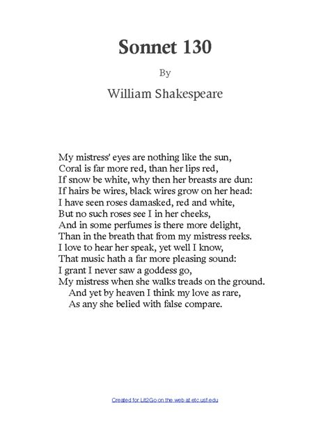 Theme Of Sonnet 130