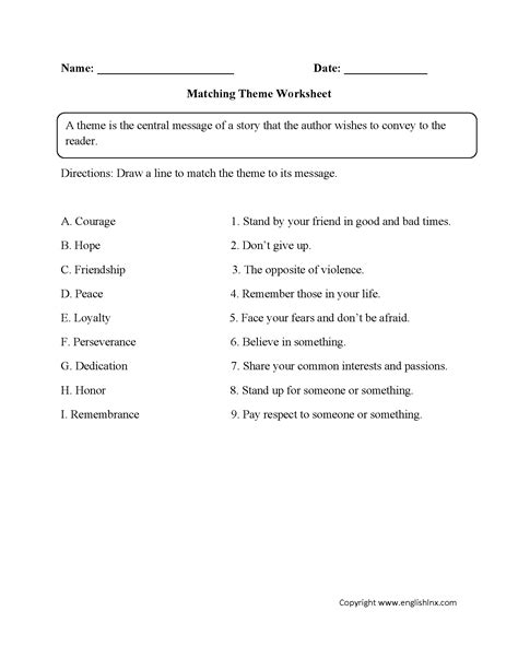 Theme Worksheets For Teachers Theme Worksheet 6 Answers - Theme Worksheet 6 Answers
