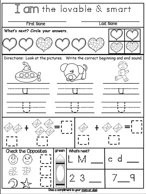 Theme Worksheets Kindergarten Homework Packet - Kindergarten Homework Packet