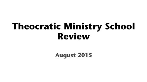 Read Online Theocratic Ministry School 2015 Workbook 
