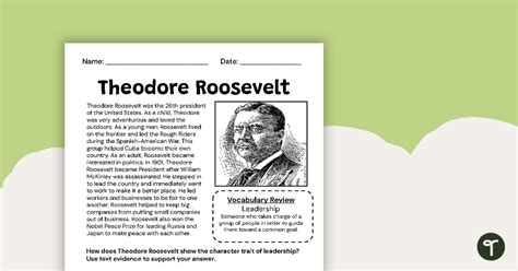 Theodore Roosevelt Constructed Response Worksheet Teach Starter Teddy Roosevelt Worksheet - Teddy Roosevelt Worksheet