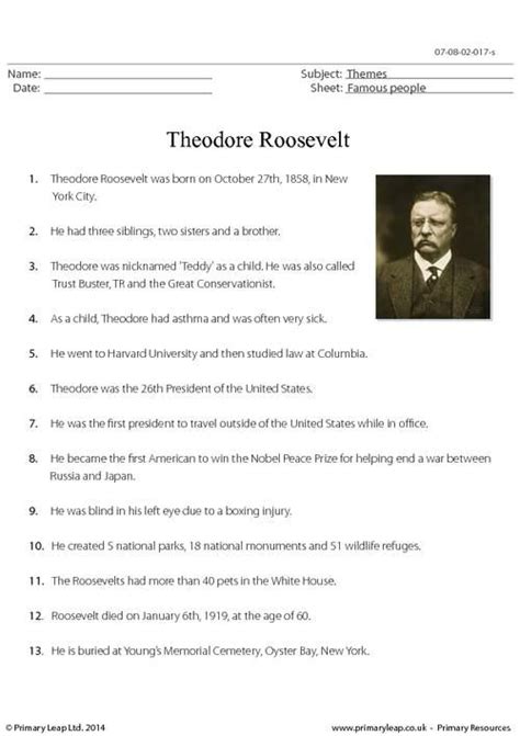 Theodore Roosevelt Facts Amp Worksheets Kidskonnect Teddy Roosevelt Worksheet - Teddy Roosevelt Worksheet