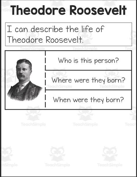 Theodore Roosevelt Reading Interactive Notebook Amp Worksheet Teddy Roosevelt Worksheet - Teddy Roosevelt Worksheet