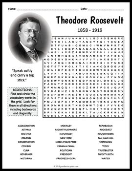 Theodore Roosevelt Wordsearch And Worksheets Thoughtco Teddy Roosevelt Worksheet - Teddy Roosevelt Worksheet