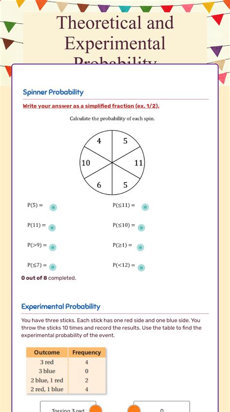 Theoretical Probability Worksheet Answer Key 8211 Probability Using A Spinner Worksheet Answers - Probability Using A Spinner Worksheet Answers