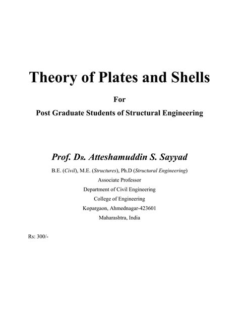 Theory Of Plates And Shells By Ugural