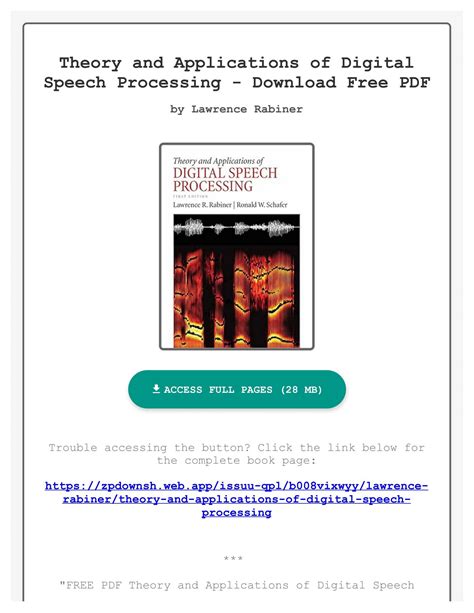Full Download Theory And Applications Of Digital Speech 