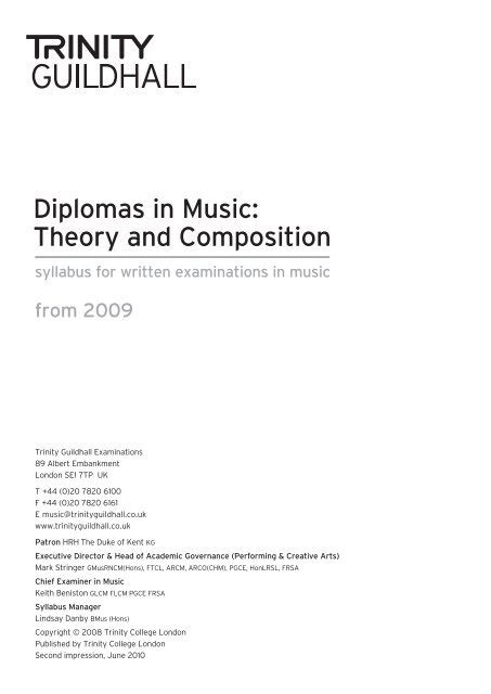 Read Theory Of Music Syllabus Trinity College London 