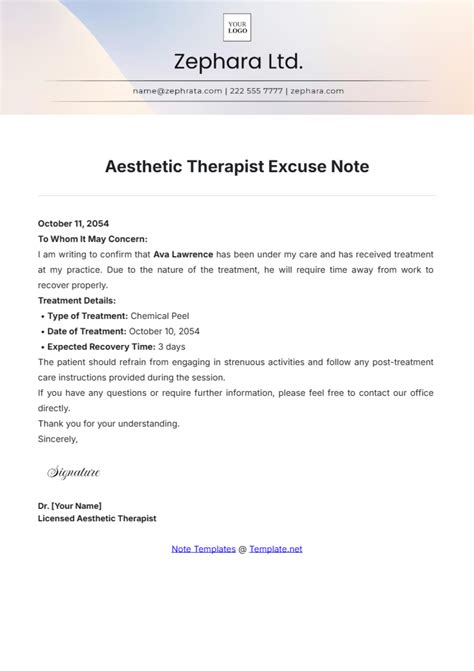 therapy excuse note sample for school
