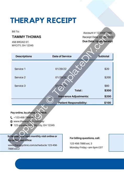 Therapy Receipt Template