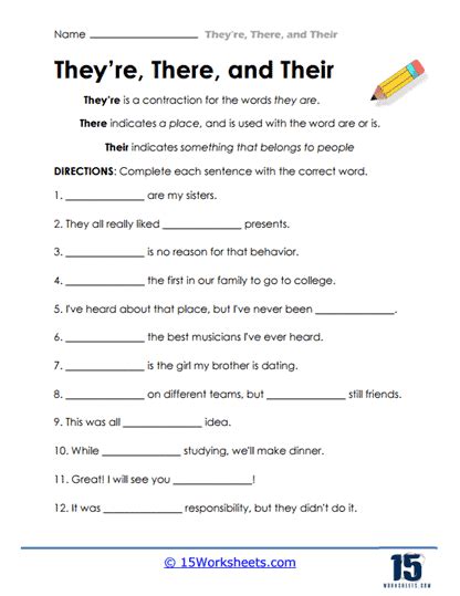 There Their Worksheet   Wiseworksheets The Ultimate Abc Worksheets Resource For - There Their Worksheet