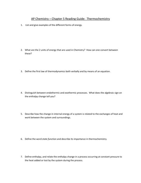 Download Thermochemistry Guided Reading Answers 
