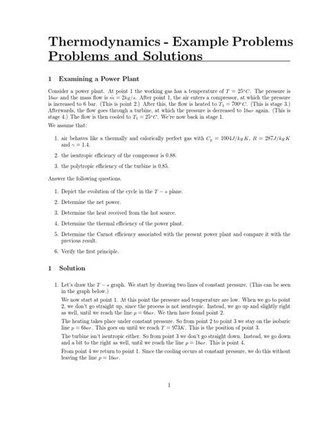 thermodynamics example problems problems and solutions