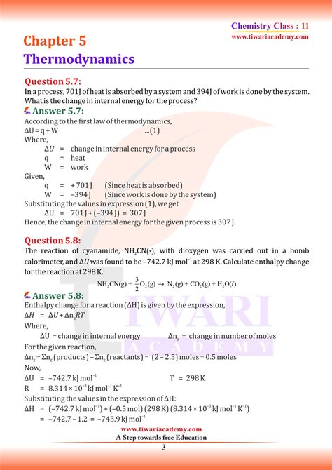 Thermodynamics Ncert Solutions