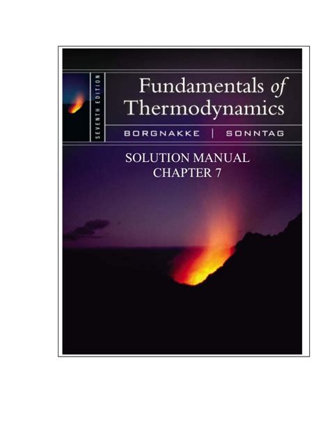 Thermodynamics Zemansky Solution Manual