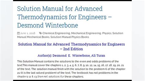 Read Online Thermodynamics Manual Solution Winterbone 