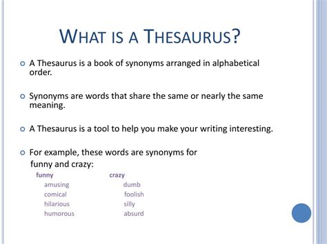 Thesaurus Meaning