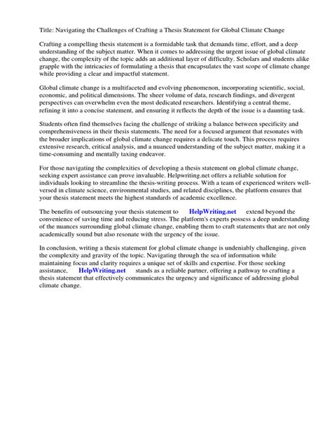 Thesis Statement Examples Climate Change