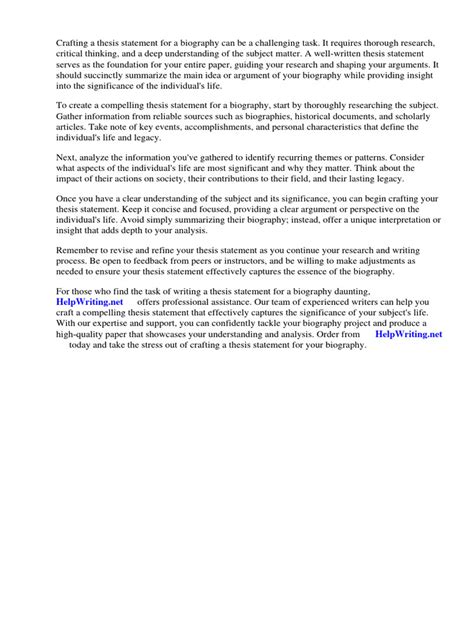 thesis statement examples for biography