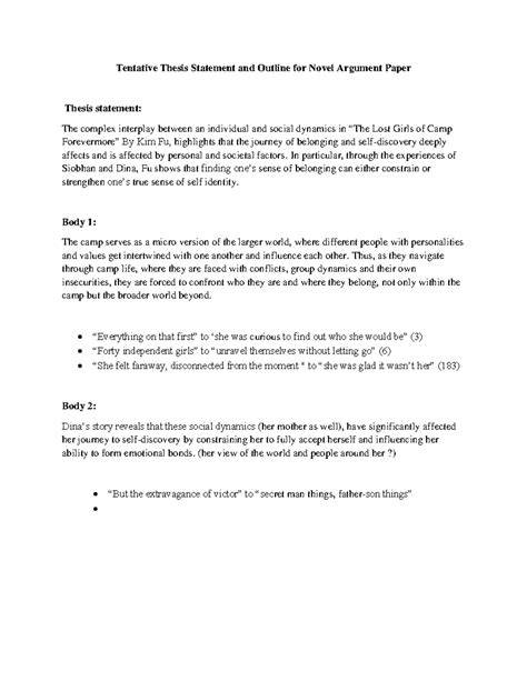 thesis statement for novel night