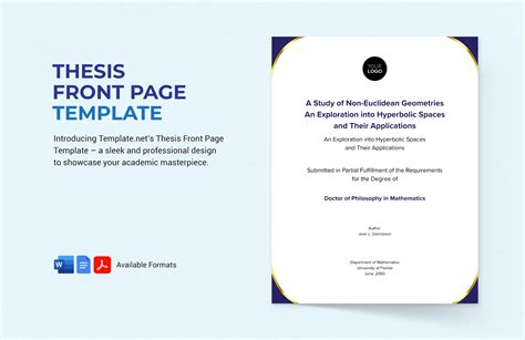 Thesis Title Page Template