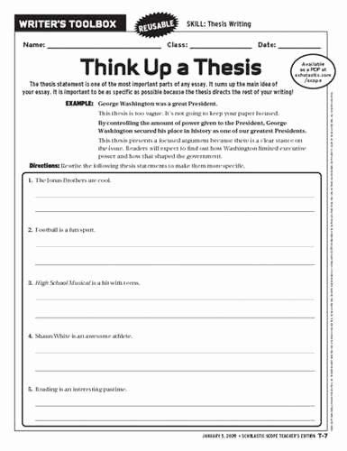 Thesis Writing Practice   Practice Writing Thesis Statements Middle School Write A - Thesis Writing Practice