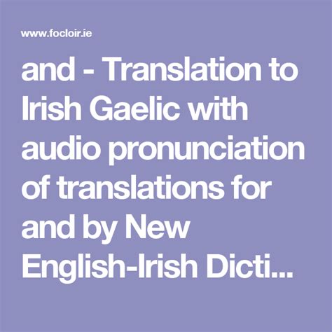 thick - Translation to Irish Gaelic with audio pronunciation of ...