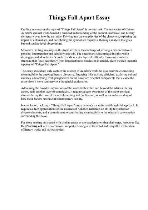 Things Fall Apart Essay