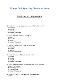 Things Fall Apart Multiple Choice Test Questions