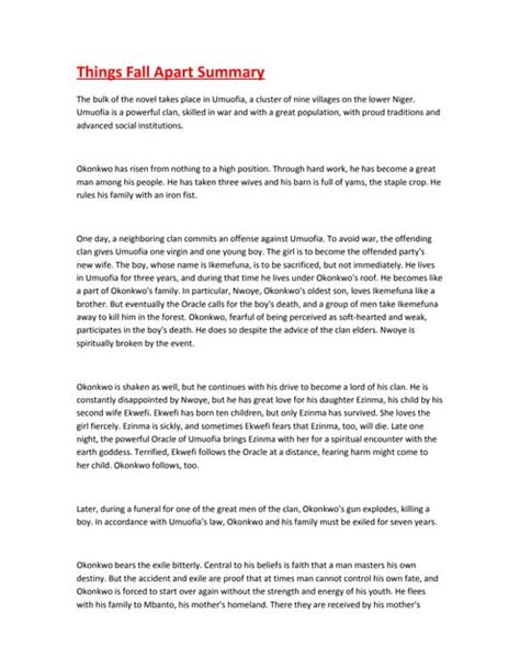 Things Fall Apart Plot Summary