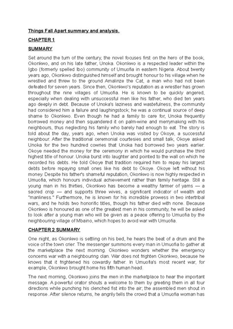 Things Fall Apart Synopsis