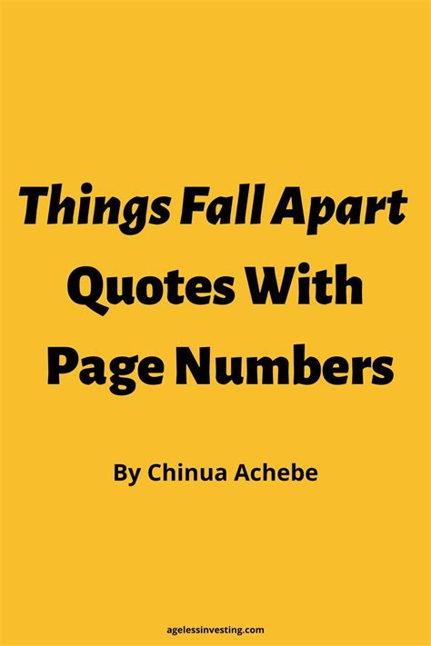 Things Fall Apart With Page Numbers