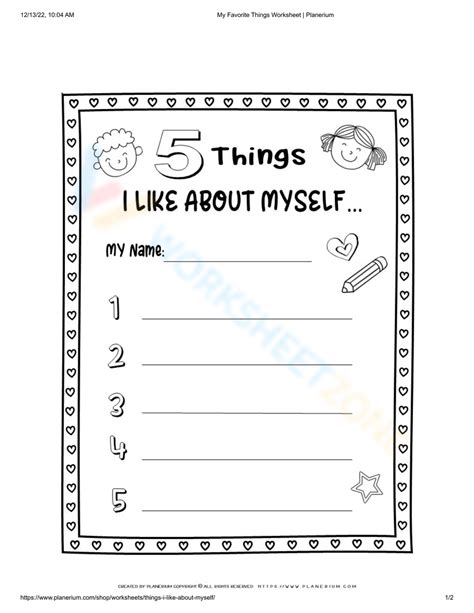 Things I Like About Myself Worksheet   All About Me Worksheets For Kids Kidpid - Things I Like About Myself Worksheet