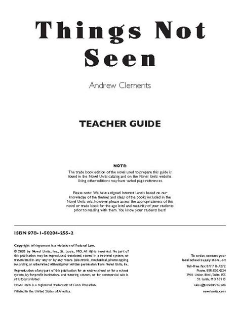 Things Not Seen Study Guide Answers
