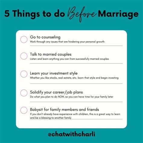 things to do in marriage