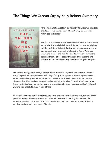 Things We Cannot Say Summary