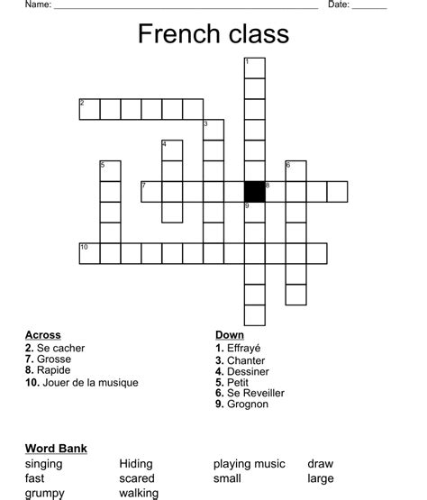 things you learn in french class crossword